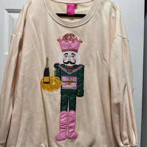 Queen of Sparkles XL Cream Sweatshirt with Nutcracker
